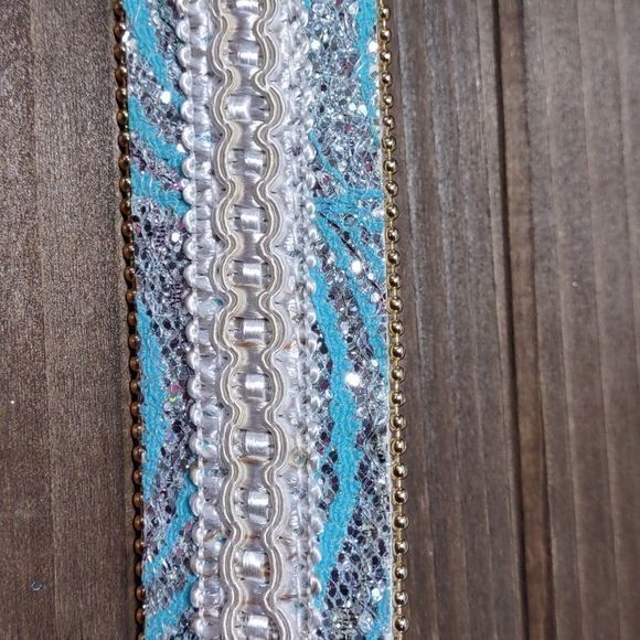 Blue Pearl Sparkle Statement Belt Unmarked - Picture 6 of 16